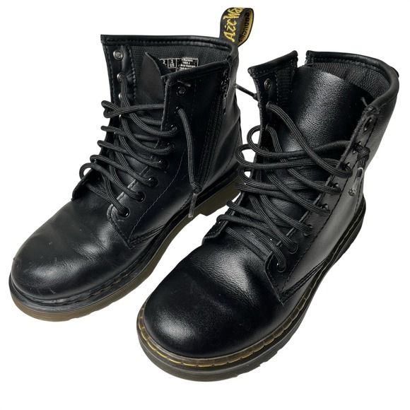 Dr. Martens Other - Dr. Martens Zavala J Youth Side Zip Combat Black Boots Sz 3 Kids Moto‎ Utility